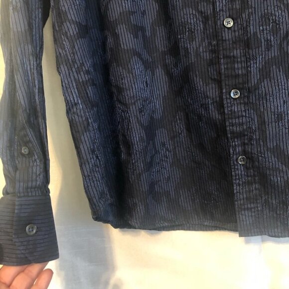 BUGATCHI Mens Lg Dress  Shirt Navy/Black - Picture 6 of 10